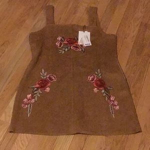 Embroidered ultra suede jumper